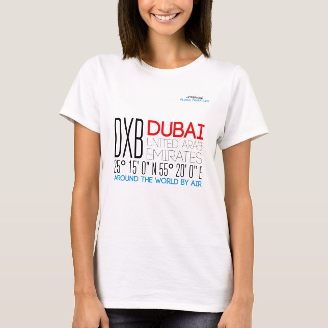 Camiseta Dubai, Emiratos Árabes Unidos - Arte de texto (Anverso)