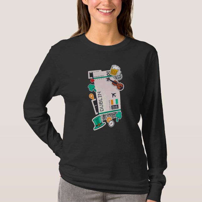 Camiseta Dublín Air Ticket Boarding Pass Plane Ireland Iris (Anverso)