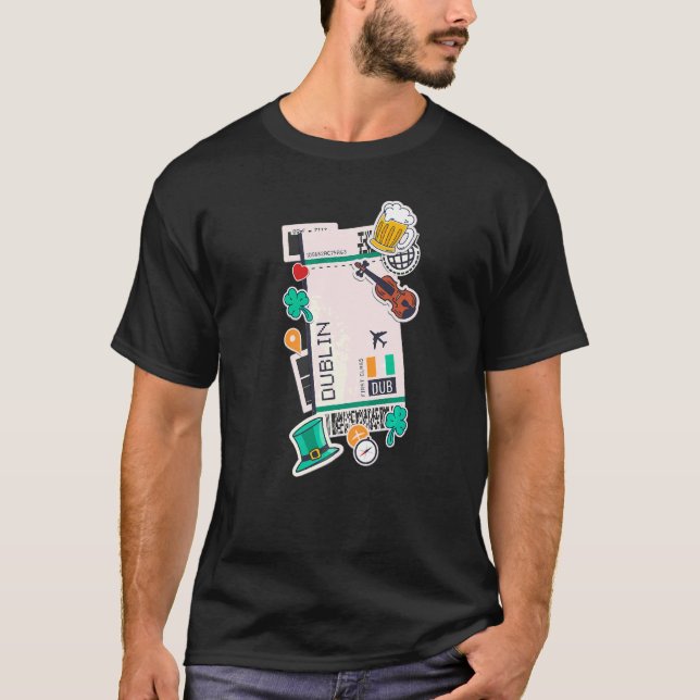 Camiseta Dublín Air Ticket Boarding Pass Plane Ireland Iris (Anverso)
