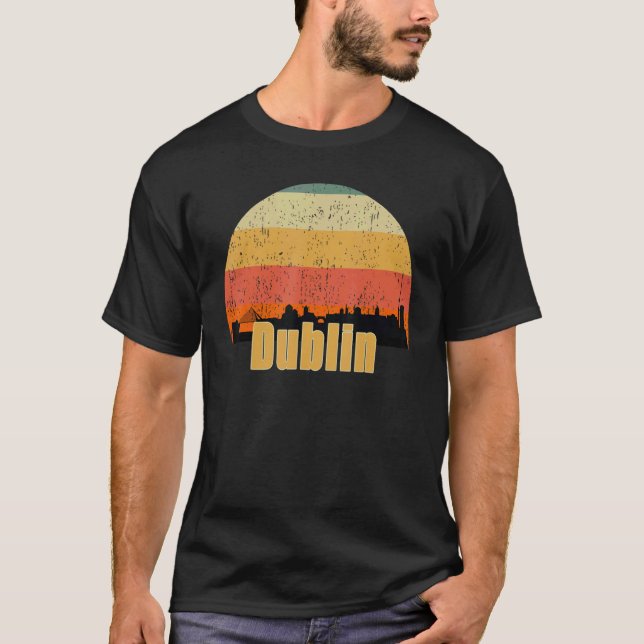 Camiseta Dublin Ireland Skyline Silhouette Sunset I Love Du (Anverso)