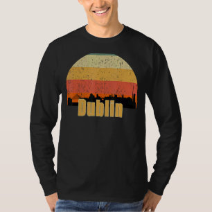 Camiseta Dublin Ireland Skyline Silhouette Sunset I Love Du