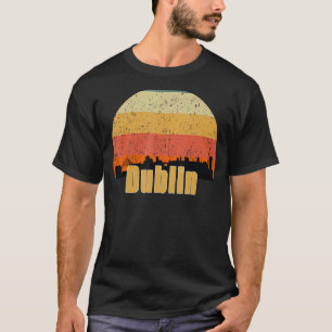 Camiseta Dublin Ireland Skyline Silhouette Sunset I Love Du