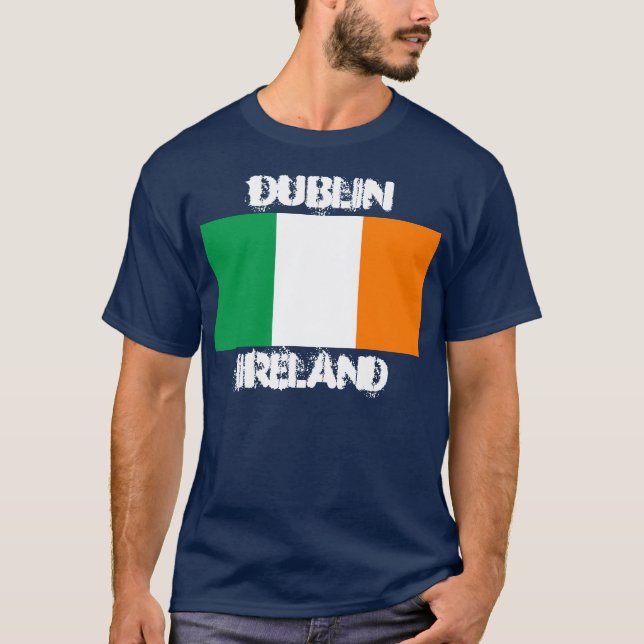 Camiseta Dublín, Irlanda con bandera irlandesa (Anverso)