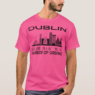 Camiseta Dublin Skyline GPS Coordenadas City Dream City 3