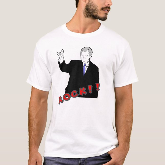 Camiseta Dubya dice:  ¡ROCA! (Anverso)
