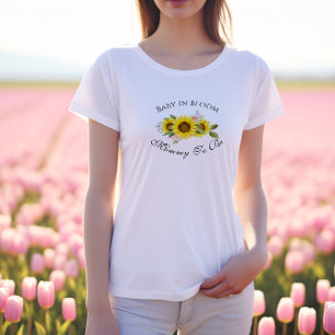 Camiseta Ducha de bebé floral de girasol acuarela rosa