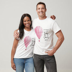 Camiseta Ducha de bebé globo aerostático rosa