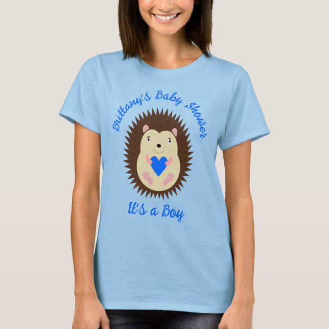 Camiseta Ducha de bebé niño azul corazón erizo (Anverso)