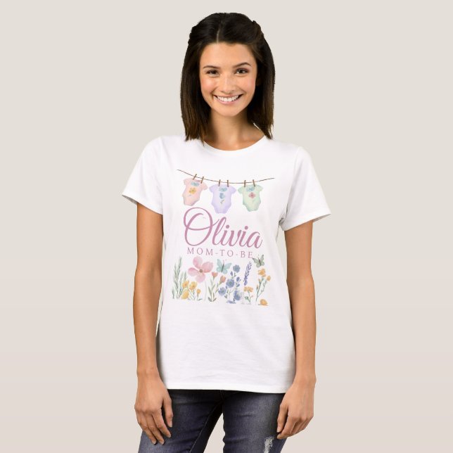 Camiseta Ducha de bebé para futura mamá de flores silvestre (Anverso completo)