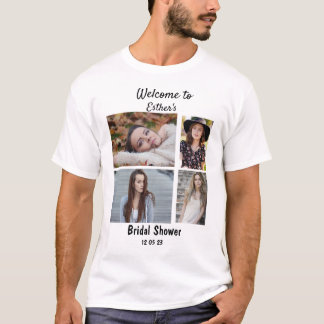Camiseta Ducha de novia personalizada 4 Collages de fotos