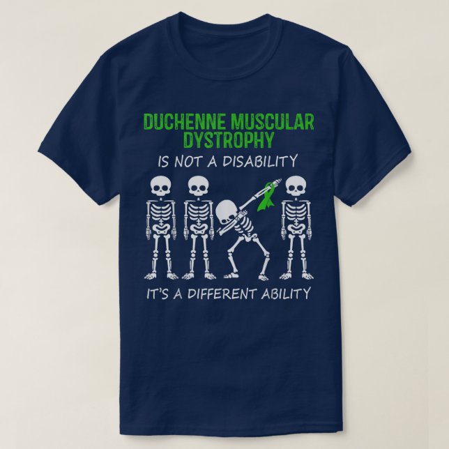 Camiseta Duchenne Distrofia Muscular Dabbing Cinta Skeleton (Diseño del anverso)