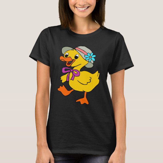 CAMISETA DUCK DUCKLING HAT RIBBON EASTER DUCK GOOSE BIRD (Anverso)
