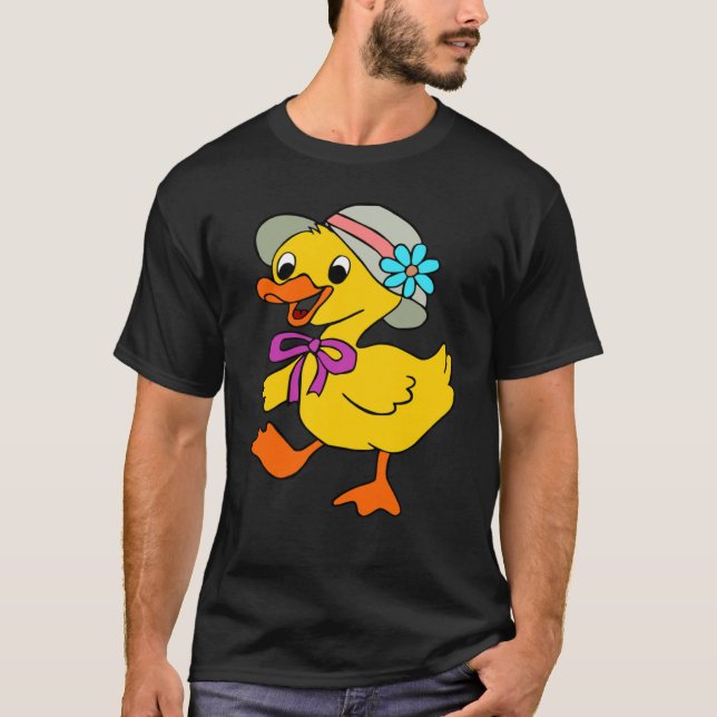 CAMISETA DUCK DUCKLING HAT RIBBON EASTER DUCK GOOSE BIRD (Anverso)