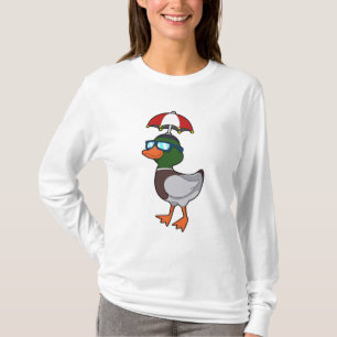 Camiseta Duck en la lluvia con paraguas. PNG