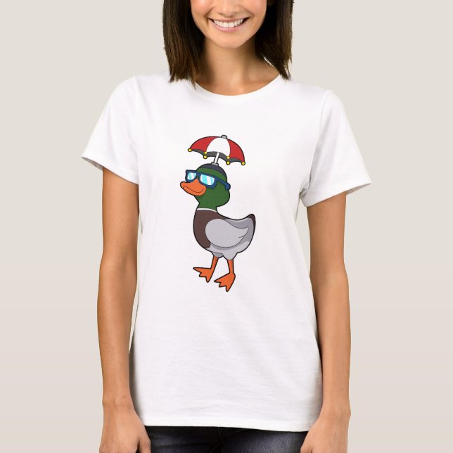 Camiseta Duck en la lluvia con paraguas. PNG (Anverso)