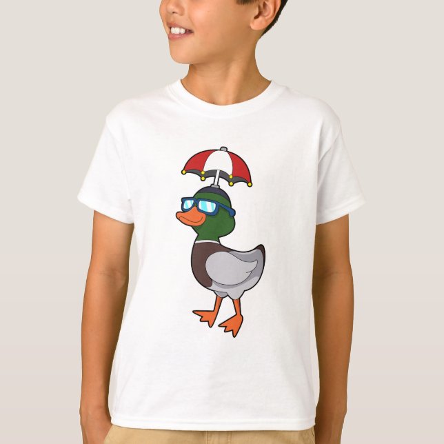 Camiseta Duck en la lluvia con paraguas. PNG (Anverso)