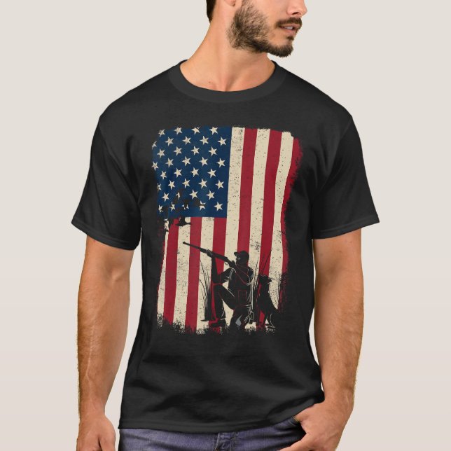 Camiseta Duck Hunting Distressed Patriotic American Flag  H (Anverso)