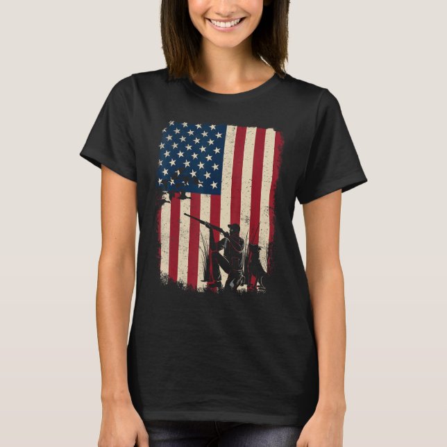 Camiseta Duck Hunting Distressed Patriotic American Flag  H (Anverso)