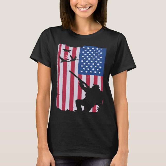 Camiseta Duck hunting usa flag weapon shotgun (Anverso)