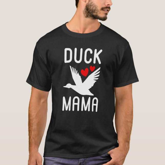 Camiseta Duck Mama Duckling Mom Red Heart Silhouette Waterf (Anverso)