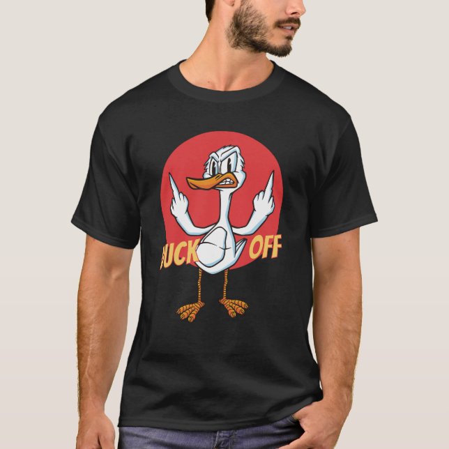 Camiseta Duck Off Funny Duck Middle Finger Pun (Anverso)