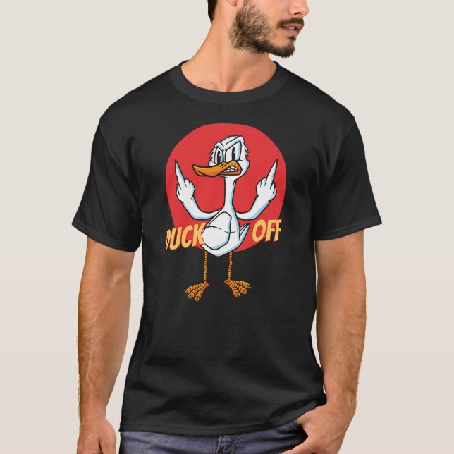 Camiseta Duck Off Sarcastic Funny Middle Finger Pun Duck Ca (Anverso)