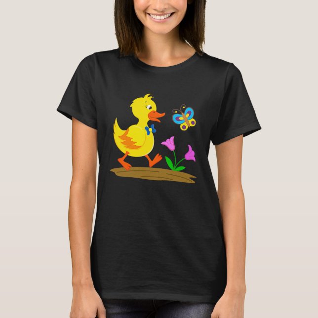 Camiseta Duckling and butterfly cute baby duck (Anverso)