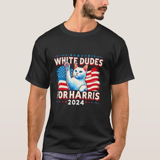 Camiseta Dudes Blancas Para Harris 2024 Kamala Harris 2024  (Anverso)