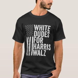 Camiseta Dudes Blancas Para Harris Walz Elección De Bandera
