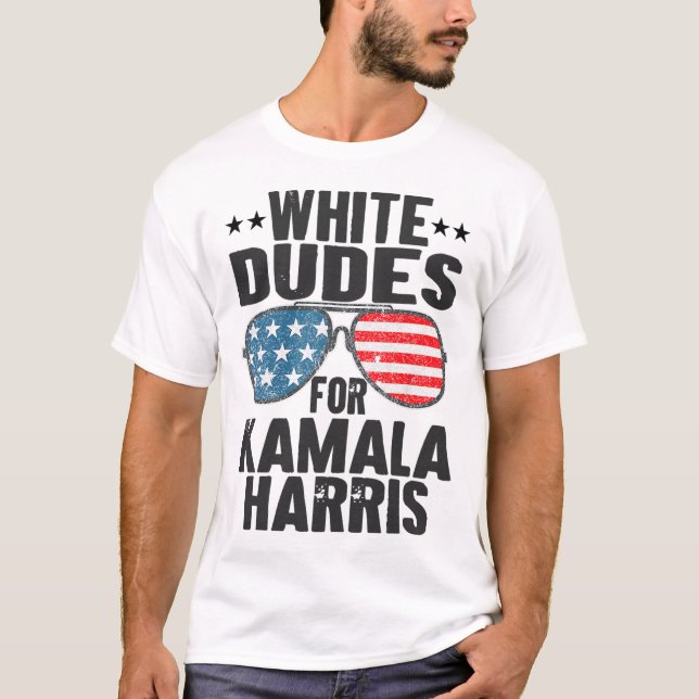 Camiseta Dudes Blancas Para Kamala Harris Sungles Usa (Anverso)