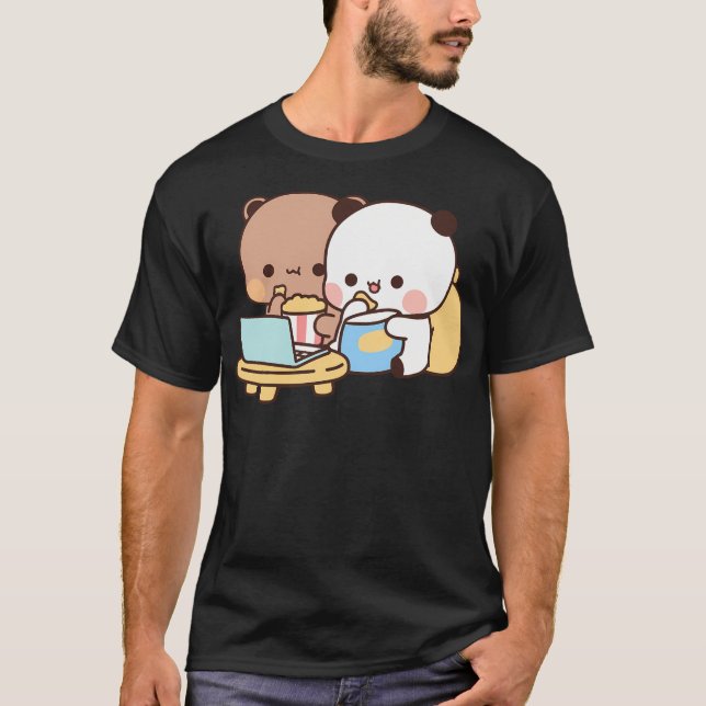 Camiseta Dudu Bear Y Bubu Panda Mirando La Película Juntos (Anverso)