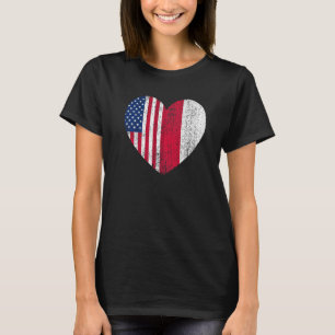 Camiseta Duel Heart Design Polonia y ciudadano estadouniden