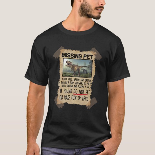 Camiseta Duelo divertido de Mascota perdido de dinosaurio T (Anverso)