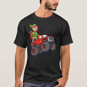 Camiseta Duende De Navidad Con Camión Monstruo Chico Niños 