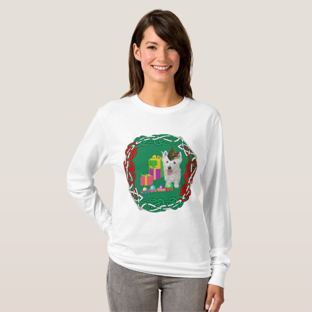 Camiseta Duende de Navidad de West Highland White Terrier (Anverso completo)