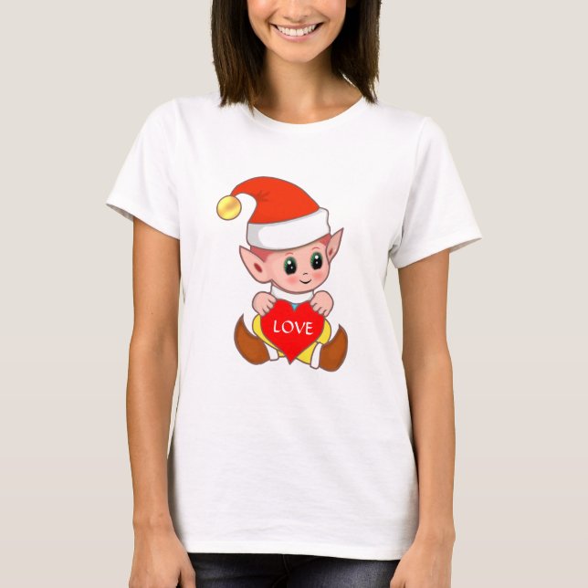 Camiseta Duende del Día de San Valentín con Corazón (Anverso)