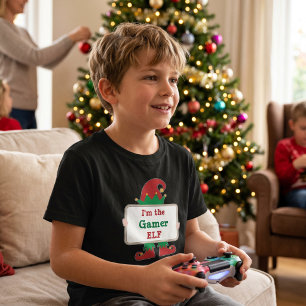 Camiseta Duende Gamer   Duende de Navidad Personalizado par