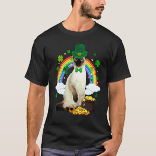 Camiseta Duende Gato Siamés Trébol C Día de San Patricio