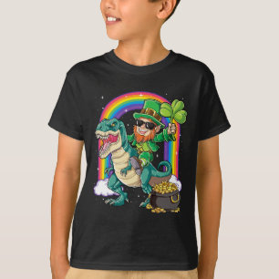 Camiseta Duende montando dinosaurio día de San Patricio chi