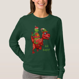 Camiseta Duende "todavía travieso" del navidad, dinosaurio