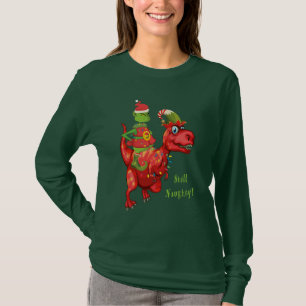 Camiseta Duende "todavía travieso" del navidad, dinosaurio