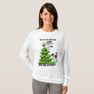 Camiseta Duendes audazes del bebé que adornan el árbol de