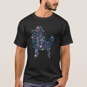 Camiseta Dueño de caniche flor Flor Perro de silueta floral