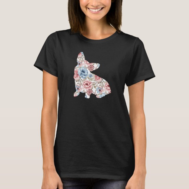 Camiseta Dueño de Corgi Flor Flor Silhouette Perro Bree (Anverso)