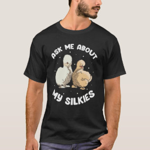 Camiseta Dueño de gallina Seda Pregúntame sobre mis Seda