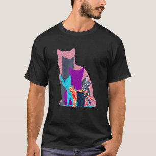 Camiseta Dueño de gato collage colorido de gatitos y gatos