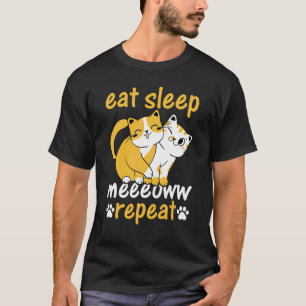 Camiseta Dueño de gato Como Duermo Maullido Repito Yo Gato