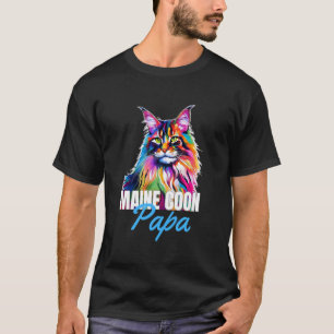Camiseta Dueño de gato Maine Coon Papá Colorido Lindo Gato
