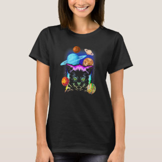 Camiseta Dueño de gato Planetas Galaxia Gato