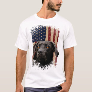 Camiseta Dueño de Labrador negro americano bandera de EE. U